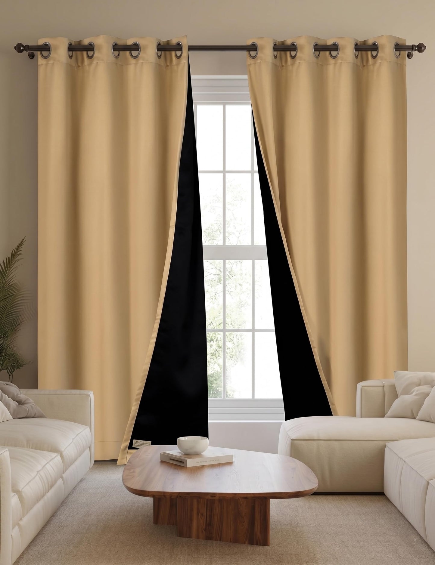 Candy Cottons Blackout Curtains for Bedroom and Living Room, Bedroom Decor, Black Liner for 100% Blackout, Thermal Insulated, Built with Stainless Steel Grommet, Easy Installation, Black, 42x63