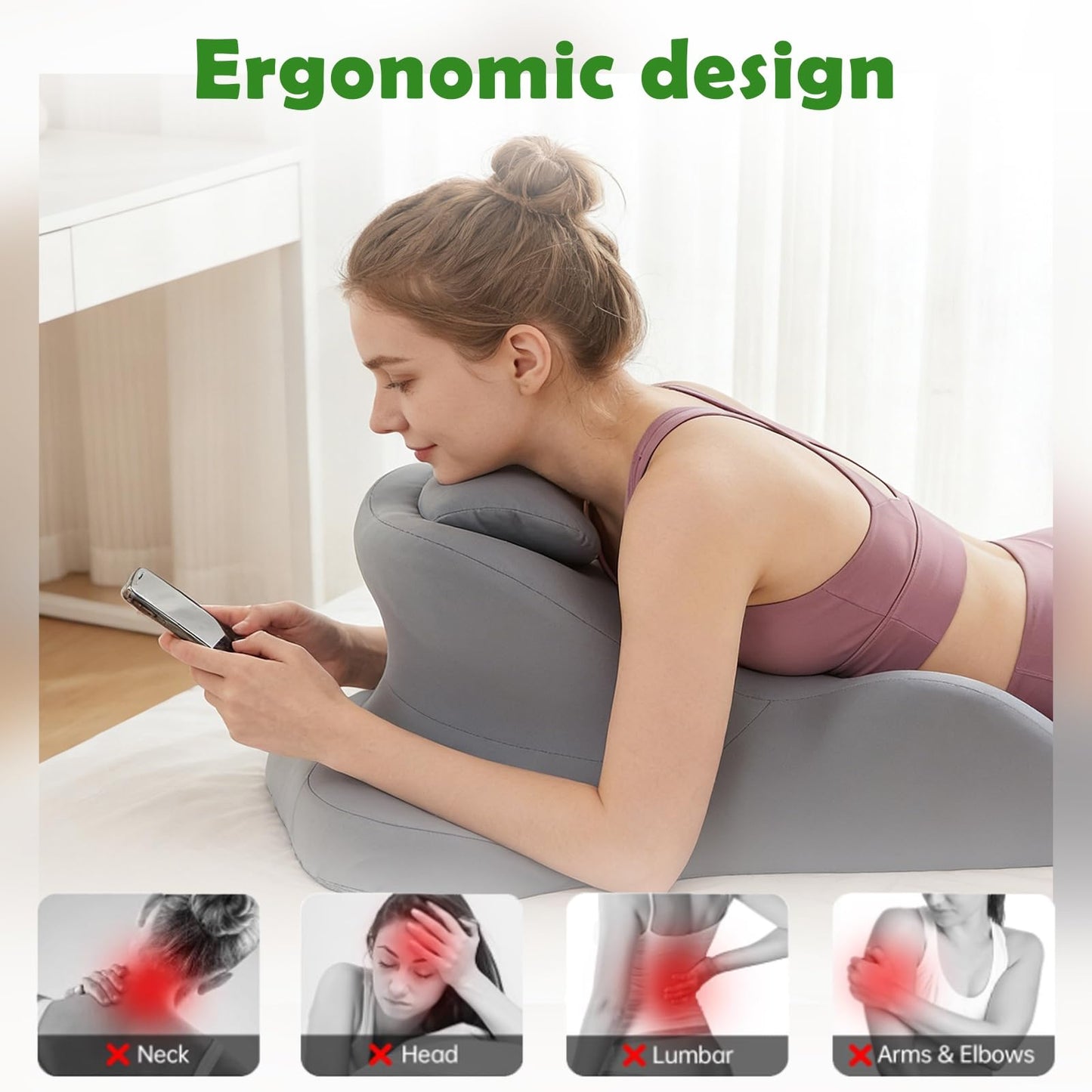 RSN Ergonomic Foam Wedge Pillow, 27° Angled Support for Neck and Waist, Multi-Position Support Pillow (Blue)