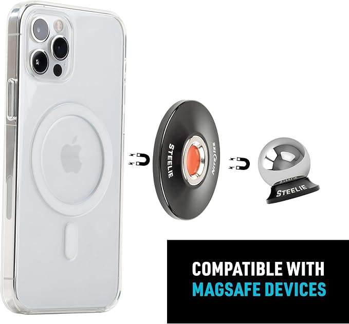 Nite Ize Steelie Orbiter Plus Dash Mount - Magnetic Phone Mount for Car Dashboards - Car Dashboard & Cell Phone Accessories - Neodymium Magnets