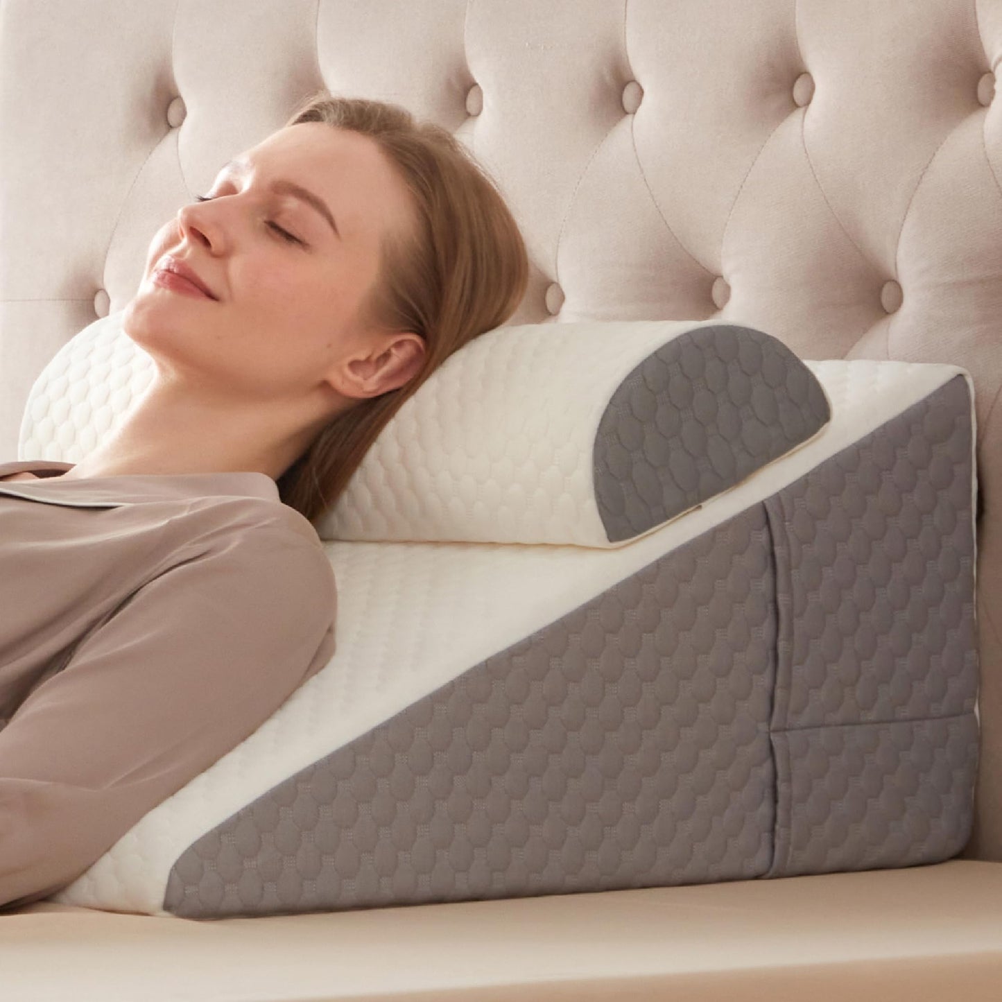 Simpledad 2PCS Wedge Pillow, 12" Wedge Pillow for Acid Reflux, Back Pain Relief, Cooling Memory Foam Top, Bed Wedge Pillows for Headboard, Sleeping, Snoring, Back Support, After Surgery.