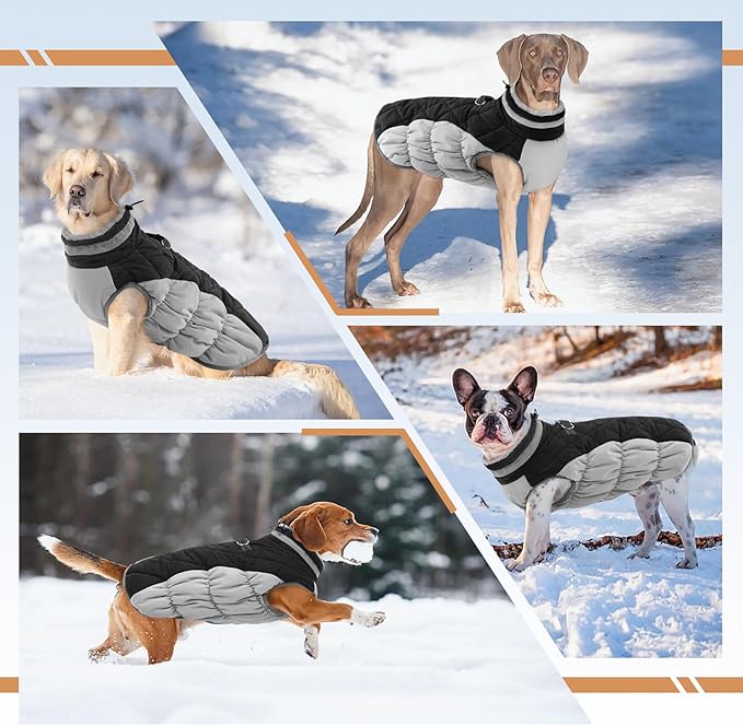 OUOBOB Dog Winter Jacket Cozy Reflective Waterproof Windproof Warm Pet Garment,Comfortable Cold Weather Fleece Apparel Outfits with Zipper Closure for Small Medium Large Dogs Puppy Walking,X-Small