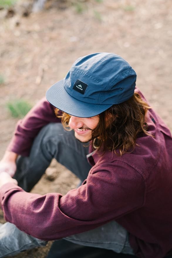 Tillak Wallowa Camp Hat, Lightweight Nylon 5 Panel Cap with Snap Closure
