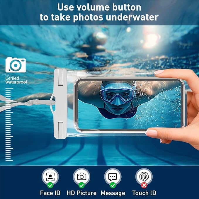 1/2 Pack Waterproof Phone Pouch Compatible with iPhone 17 16 15 Pro Max & Galaxy S24+/S23 7in Waterproof Phone Case with Lanyard,IPX8 Beach Travel Must Haves,Beach Essentials,Light Grey,1 Pack