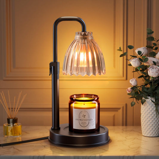 hyrion Candle Warmer Lamp with Timer Dimmable, Birthday Gifts for Women Mom, Adjustable Height Candle Warmer for Jar Candles, Flower Flameless Candle Lamps with 2 Bulbs, Housewarming, Home Decor