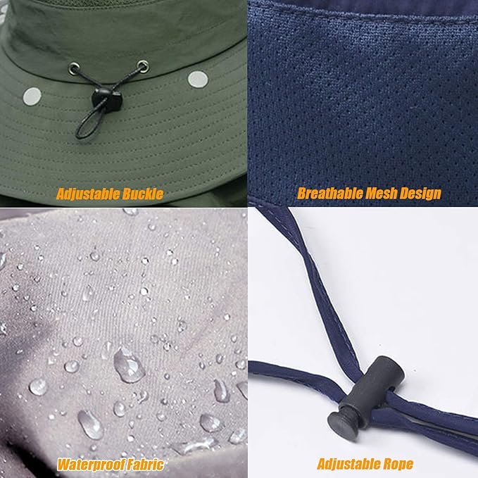 Fishing Hat for Men & Women, Outdoor UV Sun Protection Wide Brim Hat with Face Cover & Neck Flap