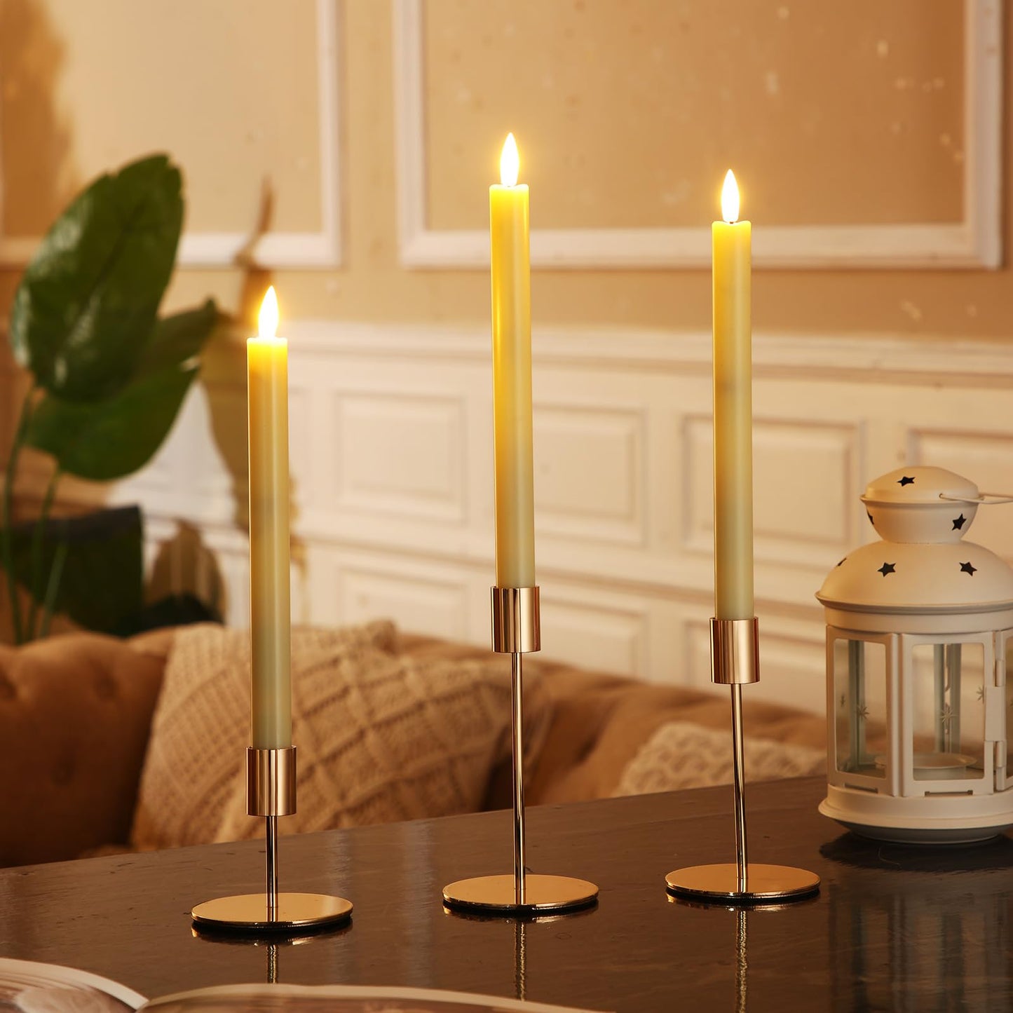 Sieral Candle Holders Bulk Taper Candlesticks Holders Set Modern Decorative Metal Candelabras for Wedding Anniversary Home Dinning Table Centerpiece Xmas Party Decor(Gold,24 Pcs)