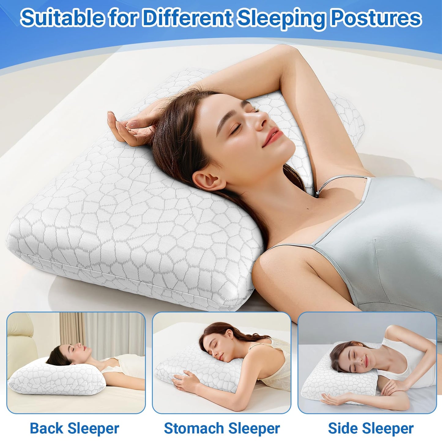 TranquilMoments Memory Foam Pillows, Bed Pillow for Side,Back and Stomach Sleepers,Neck Pillow for Sleeping with Removable and Machine Washable Cover, Standard Size (1 Pack)
