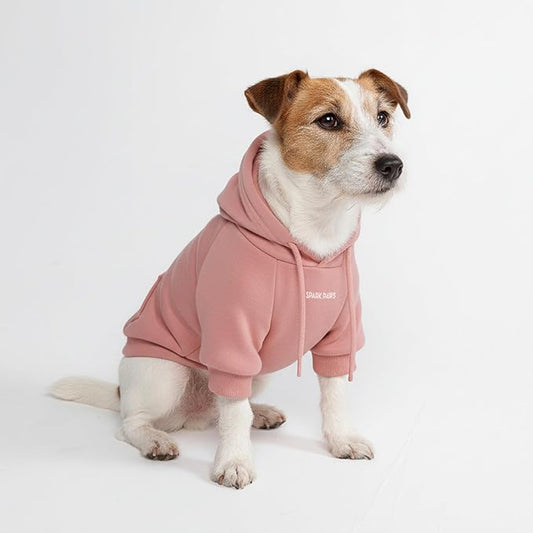 Spark Paws Dog Hoodie – Premium Dog Sweater for Small, Medium, and Large Dogs | Warm Outfits for French Bulldogs, Pitbull, Puppy, Winter Jacket Alternative - Dusty Pink - L