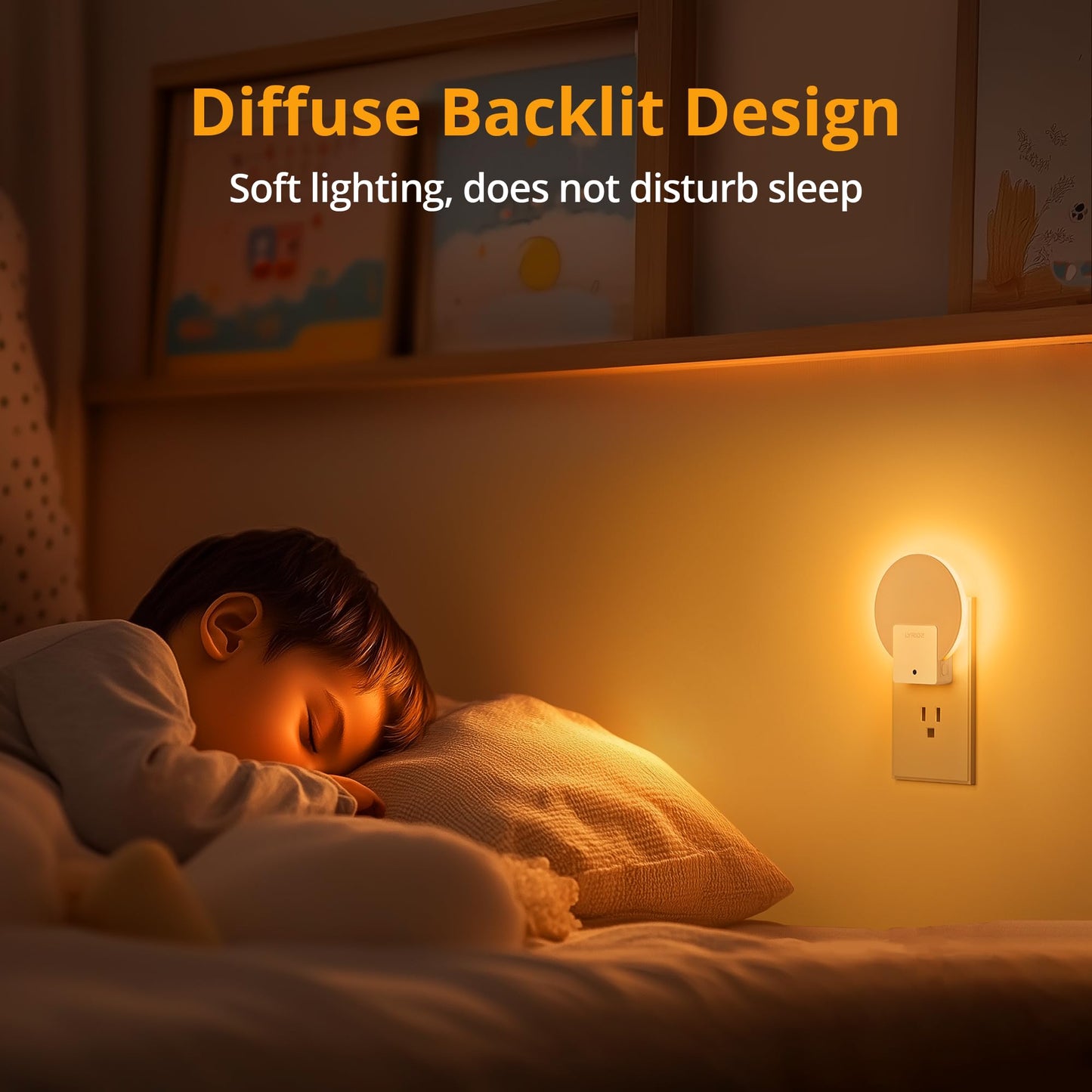 Lyridz Amber Plug in Night Light with Dusk to Dawn Sensor, Dimmable LED Light Sensor Nightlights for Bathroom, Hallway, Stairs, 4 Packs