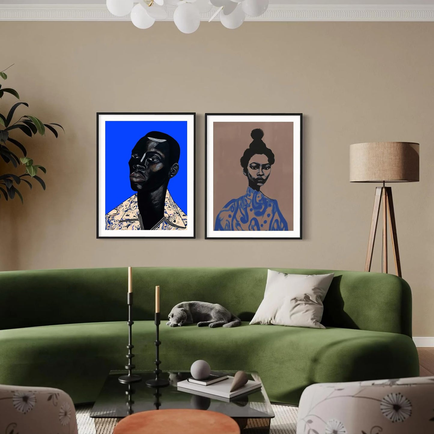 African American Women Canvas Prints Black Girl Poster Black Man Portrait Wall Art Modern Abstract Art Print Contemporary African Wall Decor for Bedroom Bathroom Living Room Decor - Unframed 12x16inch