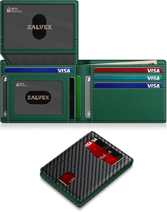 Wallet for Men Slim RFID Blocking Leather Credit Card Holder Wallet for 14 Cards, Bifold Minimalist Thin Wallet with 2 ID Windows & Cash Slot, Front Pockt Carteras Para Hombres, Birthday Gifts for Men