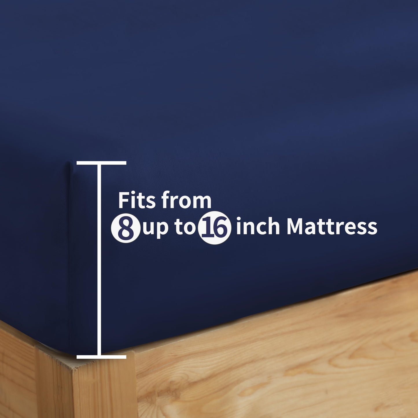 Bamboo Viscose Fitted Sheet with 16" Deep Pocket, Hotel Luxury Silky Bottom Sheet, Ultra Soft 400 Thread Count Fabric, Cooling for Hot Sleepers (Navy Blue Full)
