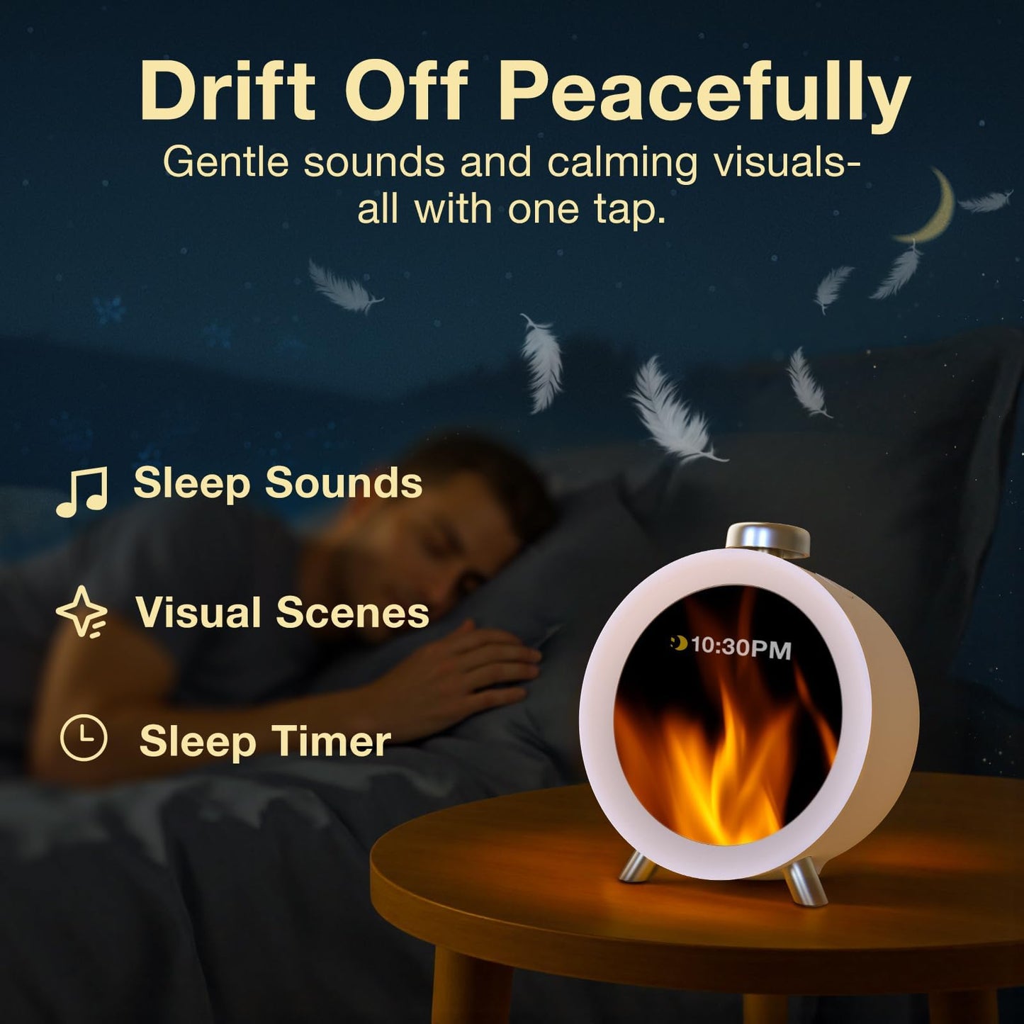 Dekala ChronoSense Smart Alarm Clock for Bedroom Temperature Humidity, 7-Day Programmable 4 Alarms, 100dB Loud Gradual Alarm for Heavy Sleeper, Hourly Chime, White Noise Sound Machine, App Control