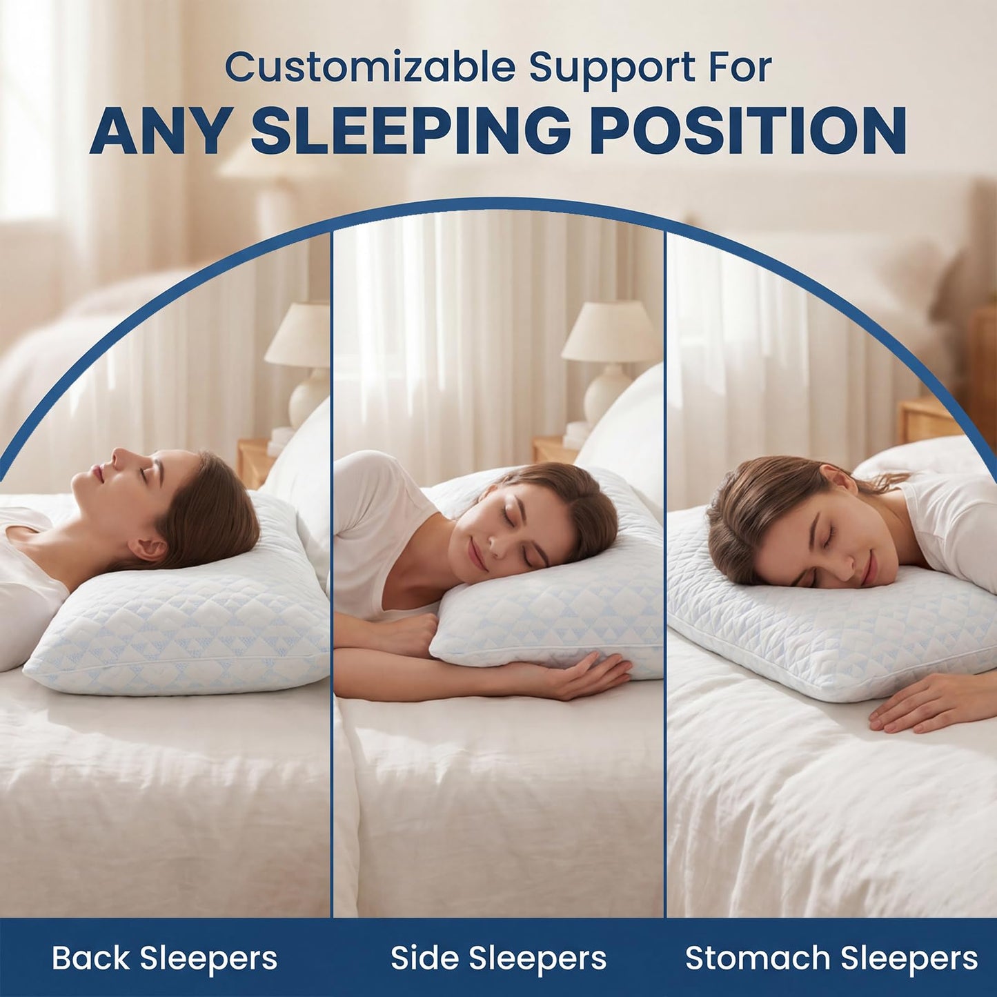 Alkyonos Shredded Memory Foam Pillows for Sleeping, Adjustable Firm Pillow for Side, Back and Stomach Sleepers, Very Soft ＆ Warm for Winter ＆ Spring, King Size Set of 2