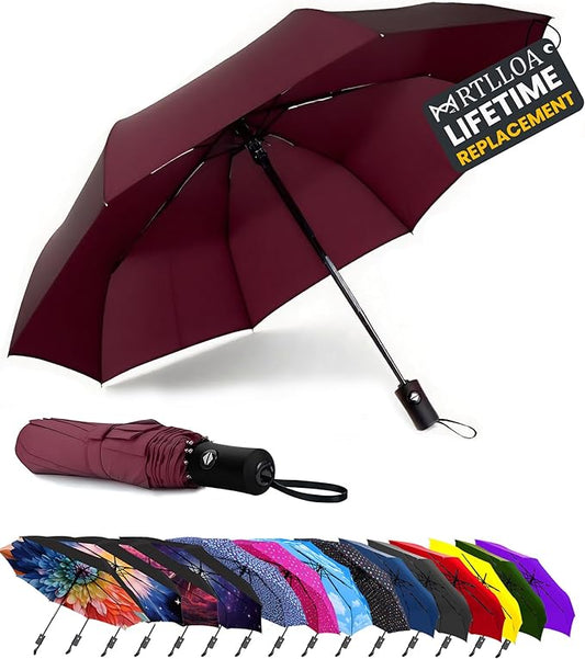 MRTLLOA 42/49 Inch Compact Windproof Travel Umbrella for Rain, Lightweight, Portable, Automatic, Strong, Waterproof Folding Umbrellas for Women, Men and Teenagers