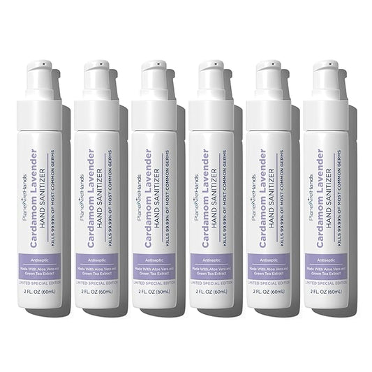 Cardamom Lavender Lotion Hand Sanitizer | Travel Size | Moisturizing Hand Lotion | Made with Aloe Vera & Essential Oils | Rich in Vitamin E | Cleanse & Moisturize | Scented Hand Sanitizer | 6-Pack