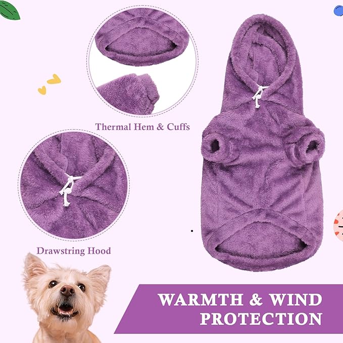 5XL Dog Sweaters for Large Dogs,Extra-Large Dog Hoodie,Warm Fuzzy Fleece Sweatshirt with Hood & Pocket,Leash Hole,Cozy Cold Weather Pet Clothes Sweater Hoodie for Large Dogs(Purple,5XL)