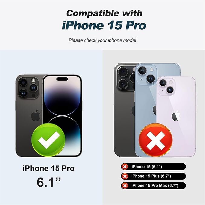 CIVICASE for iPhone 15 Pro Wallet Case with Stand,PU Leather Flip Credit Card Holder Slots (RFID Blocking),Compatible with Magsafe Magnetic Holder Phone Cover Women Men,Black