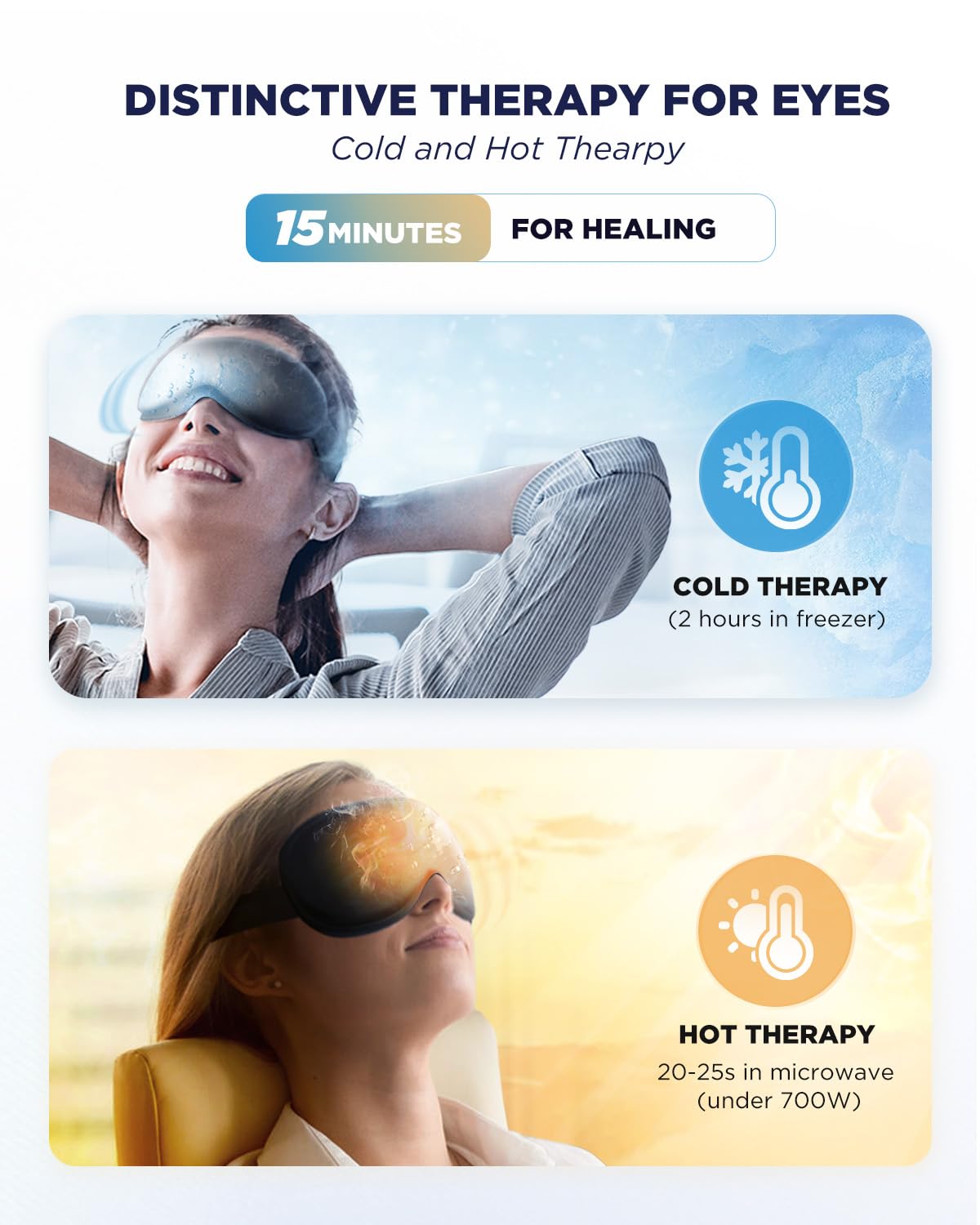 3D Cooling Gel Eye Mask - Reusable Cold Sleep Mask, Eyes Ice Pack with Hot & Cold Compress Therapy for Puffiness, Dark Circles, Dry Eyes, Headaches and Stress Relief (Black,1 Pack)