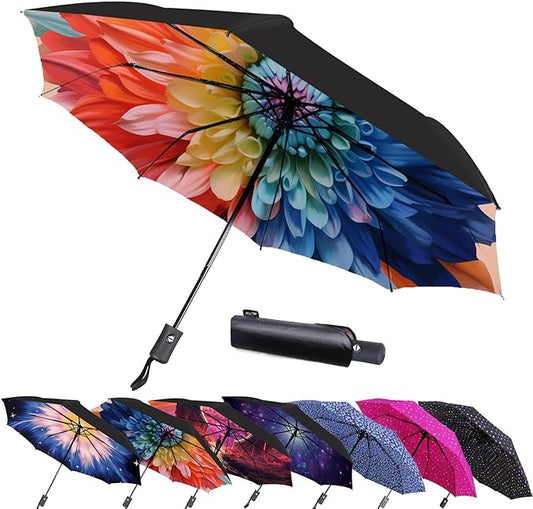 MRTLLOA 42/49 Inch Compact Windproof Travel Umbrella for Rain, Lightweight, Portable, Automatic, Strong, Waterproof Folding Umbrellas for Women, Men and Teenagers
