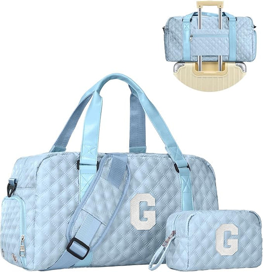 Elilier Personalized Gifts for Girls 8-18 Age, Initial Travel Duffel Bag, Gym Bag, Gift for Kids, Monogram Overnight Bag, Niece Gifts Mother In Law Gifts Birthday Gifts, Graduation Gifts