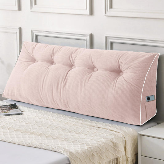 Sasttie Headboard Pillow Queen, Triangular Wedge Pillow Headboard, Wedge Headboard Pillow for Bed Sofa, Daybed Pillows for Sitting up, Reading or Working with Removable Cover, Light Pink