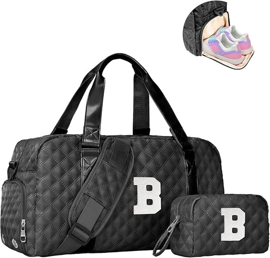 Elilier Carry on Bag Girls, Birthday Gifts Teen Girl Gift, Initial Travel Duffel Bag, Overnight Bag Girlfriend Birthday Kids Gifts, Gifts for Women, Mom, Sister, Teacher, Teen Girls