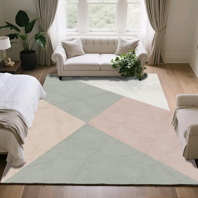 Modern Marble Rug - 8x10 Area Rugs, Minimalist Marble Living Room Area Rugs, Abstract Luxury Bedroom Rug, Washable & Non Slip Large Carpet Home Decor