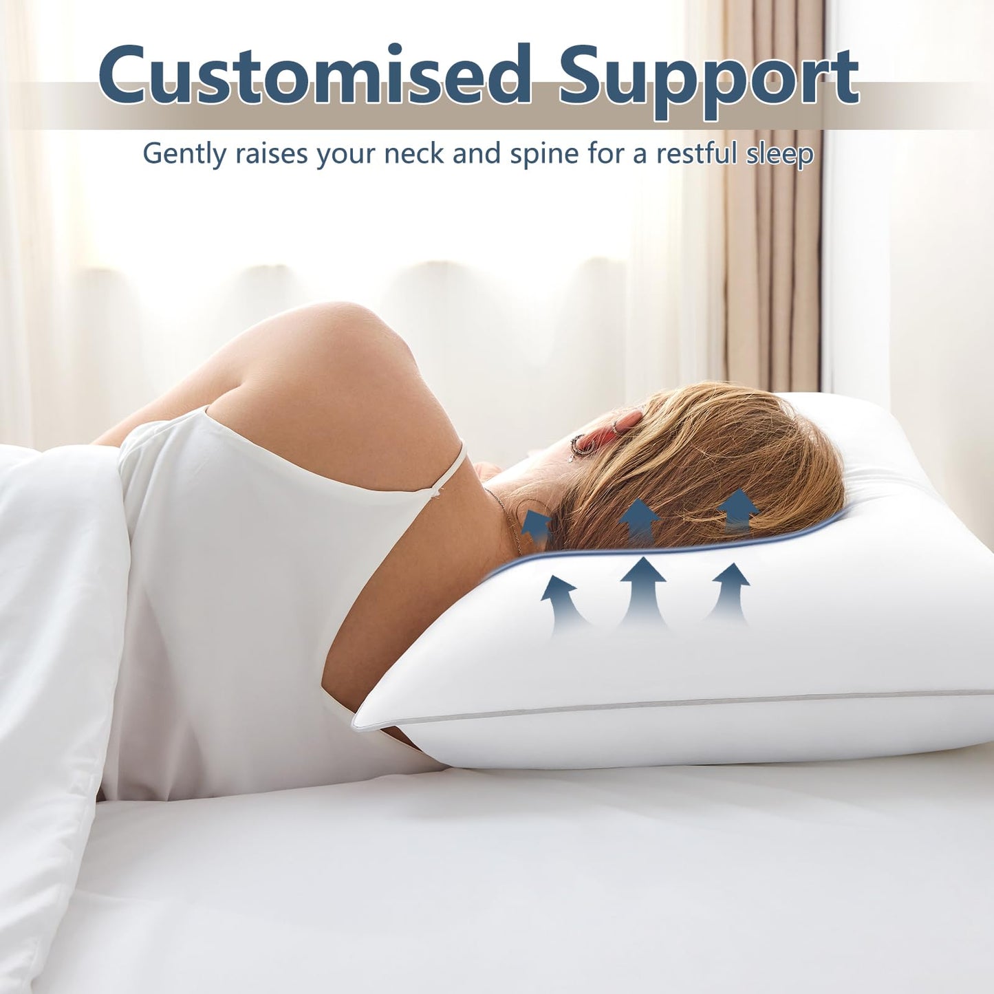 CozyLux Soft Supportive Bed Pillows for Side and Back Sleepers, Oeko-Tex Certified Down Alternative Filling, Hotel Quality Fluffy Sleeping Pillow, White, Queen - 18" x 28", 2 Pack