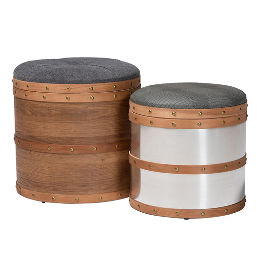 Baxton Studio Ottomans, Brown/Mirrored