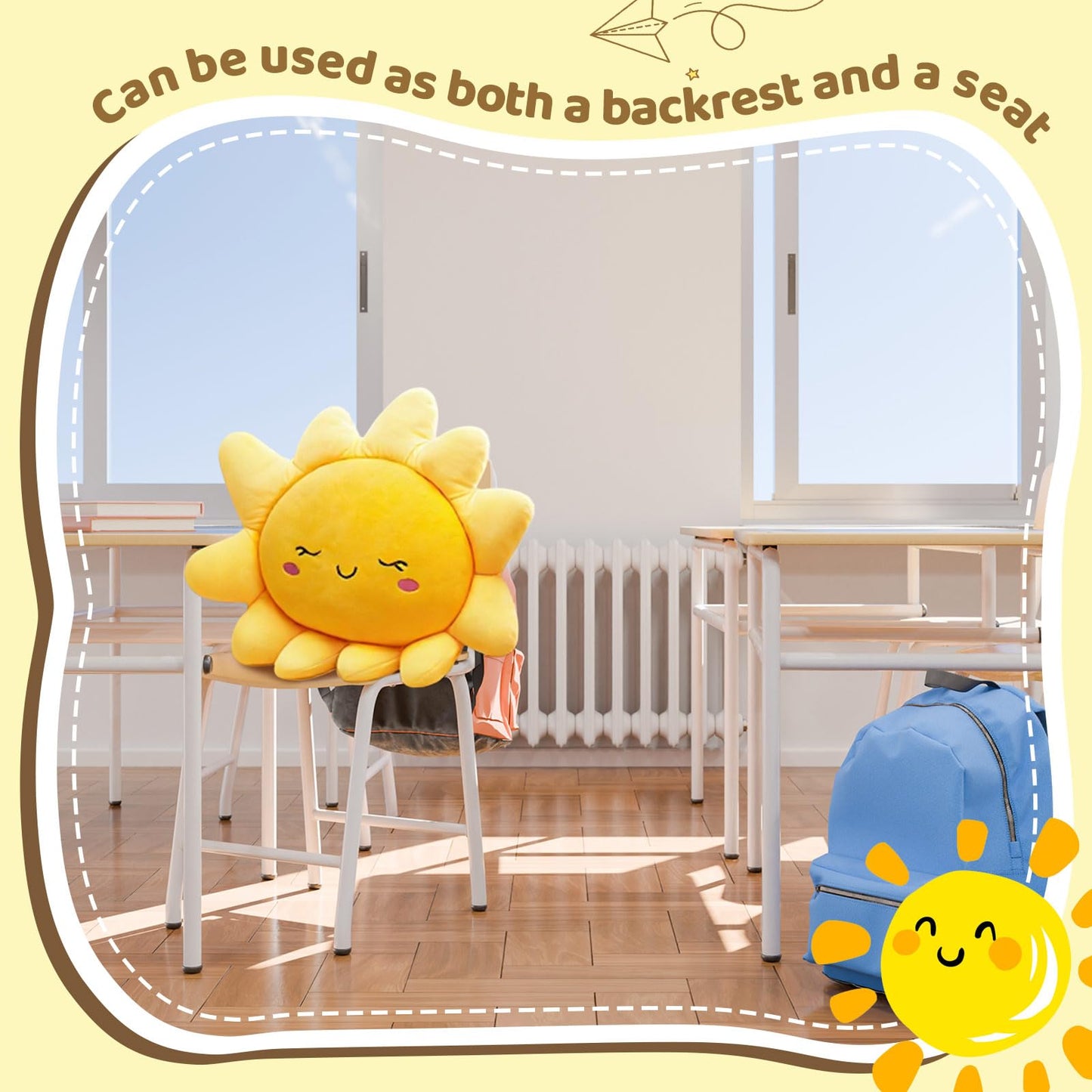 Juexica 1 Pcs Sun Pillow Plush Sofa Cushion Cute Stuffed Sun Shaped Floor Pillow Car Throw Soft Toy for Kids Women Girls Bed Home Decoration (23.6 Inch)