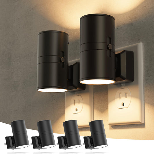 Briignite Night Lights Plug into Wall, Modern LED Night Light Plug in, Dusk to Dawn Sensor, Soft White 3000K, 0-100LM Adjustable Brightness, Dimmable NightLight for Hallway, Bedroom, Stairway, 4 Pack