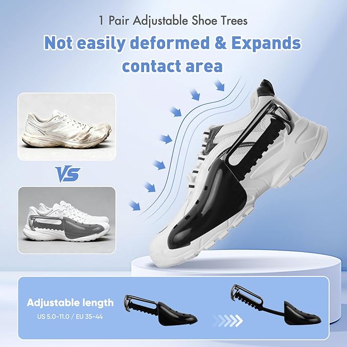 Shoe Washing Machine Bag w/Shoe Trees to Prevent Deformation - Sneaker Cleaner Bag Reusable Lint-free Large Laundry Shoe Bag, Tennis Shoes Wash Kit Home Travel Essentials, White 2pcs