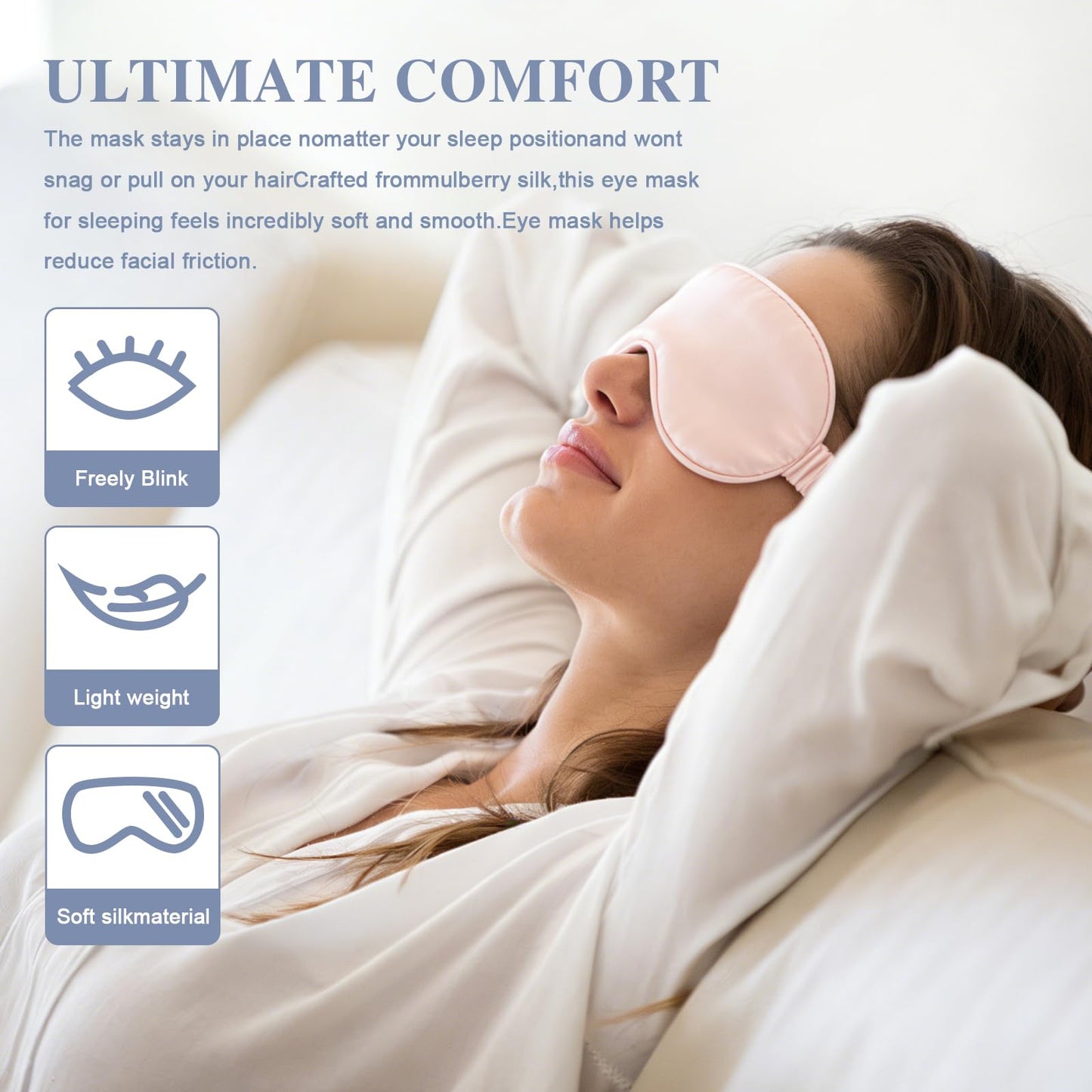 Doitory Silk Sleep Mask,Eye Mask for Sleep Women Men,Mulberry Sleeping Mask with Adjustable Strap,Blindfold Blackout Eye Mask for Travel and Full Night's Sleep,Nap