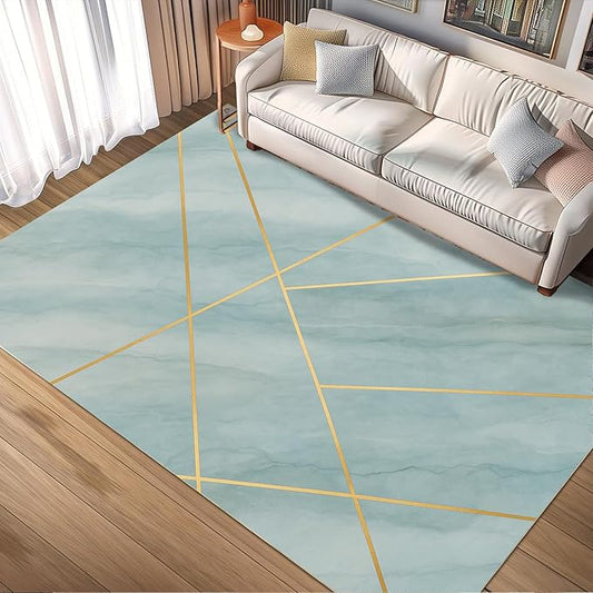 Minimalist Marble Rug - 5x6 Area Rug, Abstract Line Marble Area Rugs, Modern Geometric Carpet, Washable & Non Slip & Soft Rugs Home Decor