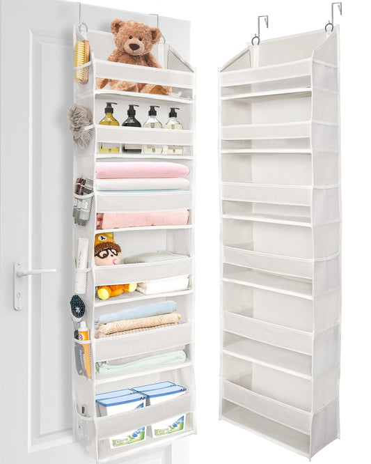 ULG Over The Door Organizer with 6 Large Pockets 12 Side Pockets, 50lbs Weight Capacity Door Hanging Organizer for Bedroom, Bathroom, Pantry, Nursery Storage, Beige