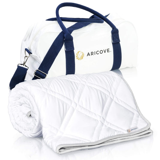 Aricove Cooling Weighted Blanket, 12 lbs, Twin Size for Adults, Luxury Heavy Blanket, Silky Soft Bamboo Viscose, 48x72 inches, Machine Washable, White