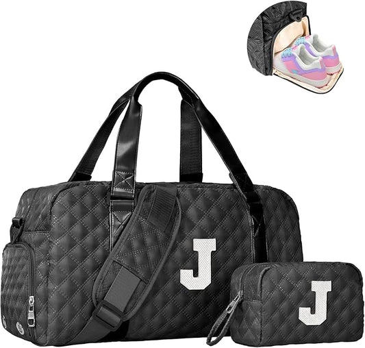 Elilier Travel Bags, Gifts for Friends Female Women, Initial Travel Duffel Bag, Gym Bag, Personalized Weekender Bag, Friend Wedding Girlfriend Birthday Gifts for Teen Girls, Graduation Gifts