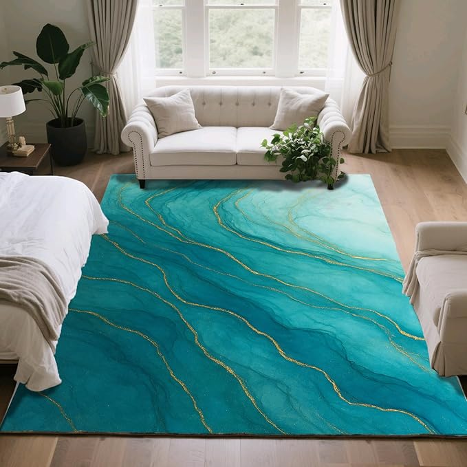 Luxury Marble Rug - 2x4 Rug, Abstract Marble Hallway Rugs, Abstract Modern Runner Rugs, Washable & Non Slip Small Carpet Home Decor