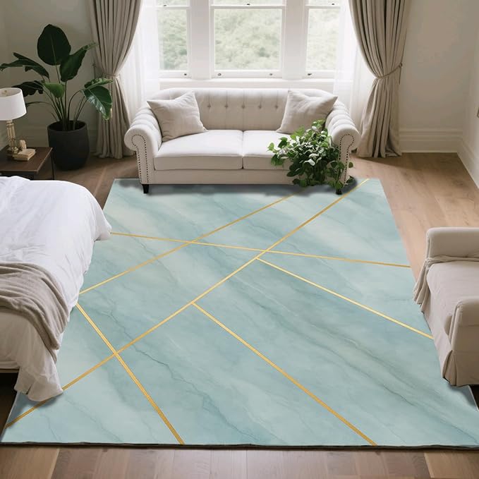 Minimalist Marble Rug - 3x5 Rug, Abstract Line Marble Rugs, Modern Geometric Entryway Rugs, Washable & Non Slip Carpet Home Decor