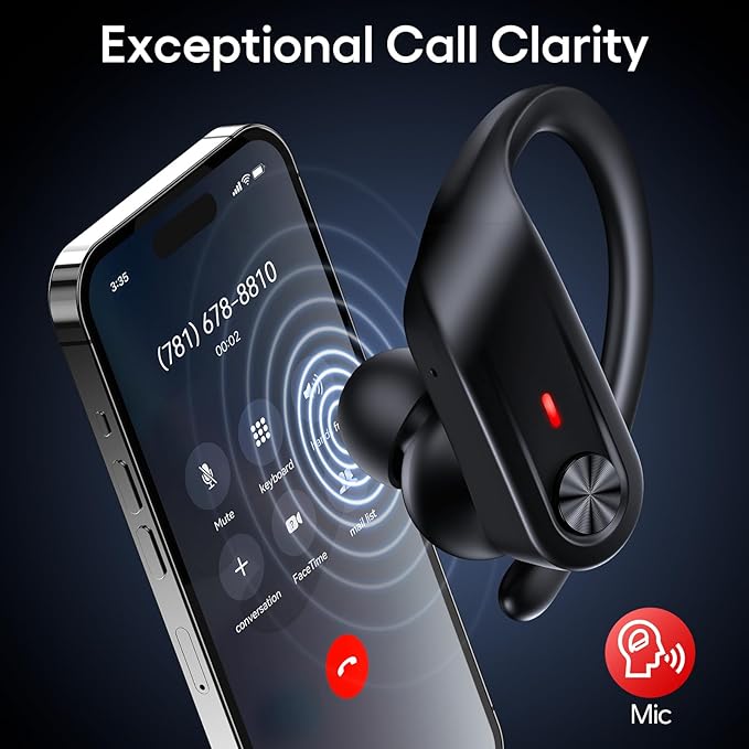 Hybrid Active Noise Cancelling Wireless Earbuds 80 Hrs Playtime Hi-Res Stereo Sound Bluetooth Headphones with Transparency Mode Ear Buds with Earhooks ANC Sports Earphones for Workout Running Travel