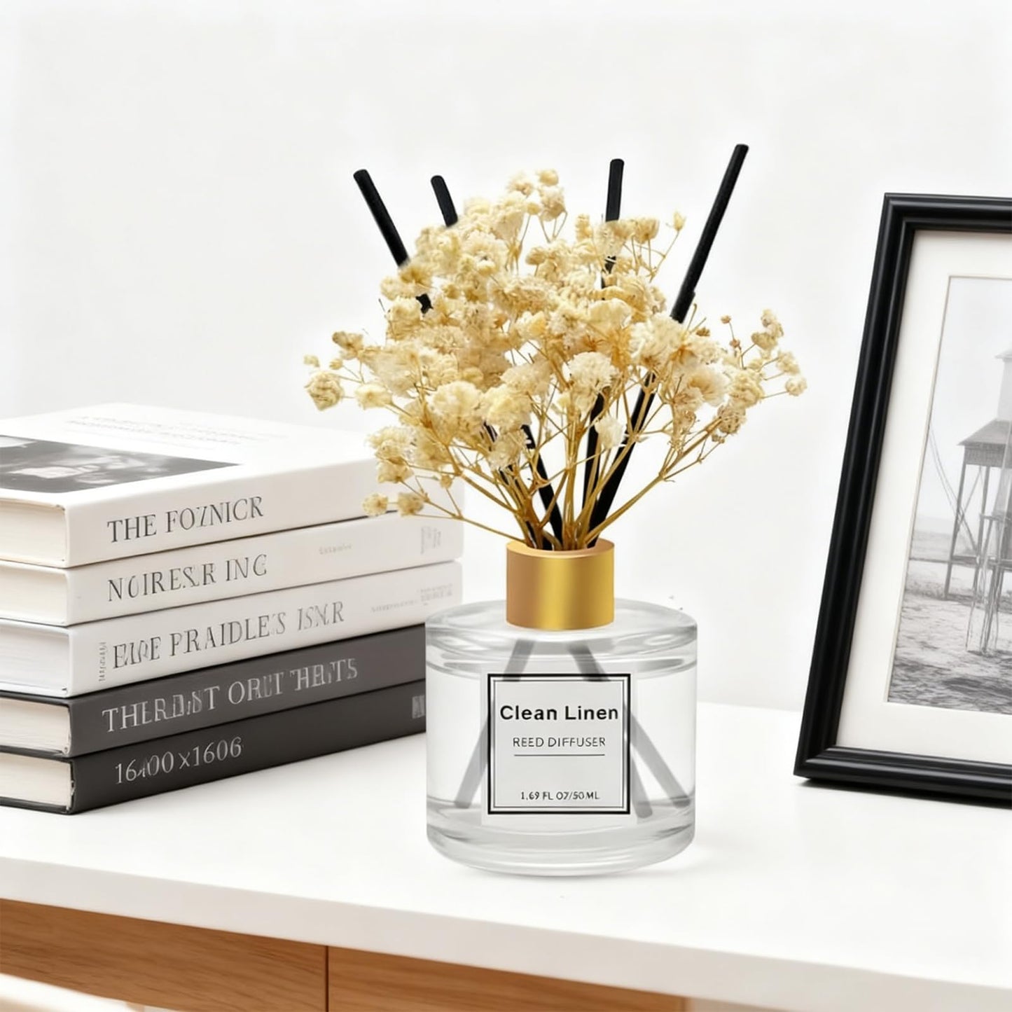 Pierides Reed Diffuser Set of 3 Pack,Clean Linen,Eucalyptus & Mint,Ocean Scented Oil Diffuser with 4 Sticks,Reed Diffusers for Home,Living Room,Bathroom Air Freshener Diffuser,50ml x 3