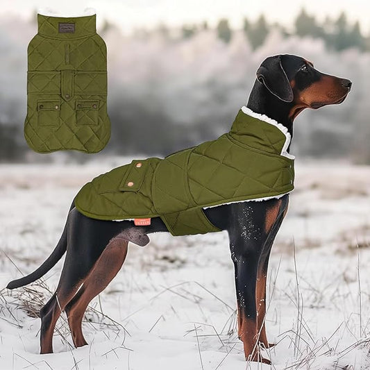 KYEESE Dog Coat Thick Dog Coats for Medium Dogs Soft Dogs Jacket with Pocket Warm Pet Winter Puffer Coat with Leash Hole Waterproof Pets Clothes for Cold Weather Windproof Pet Sweater