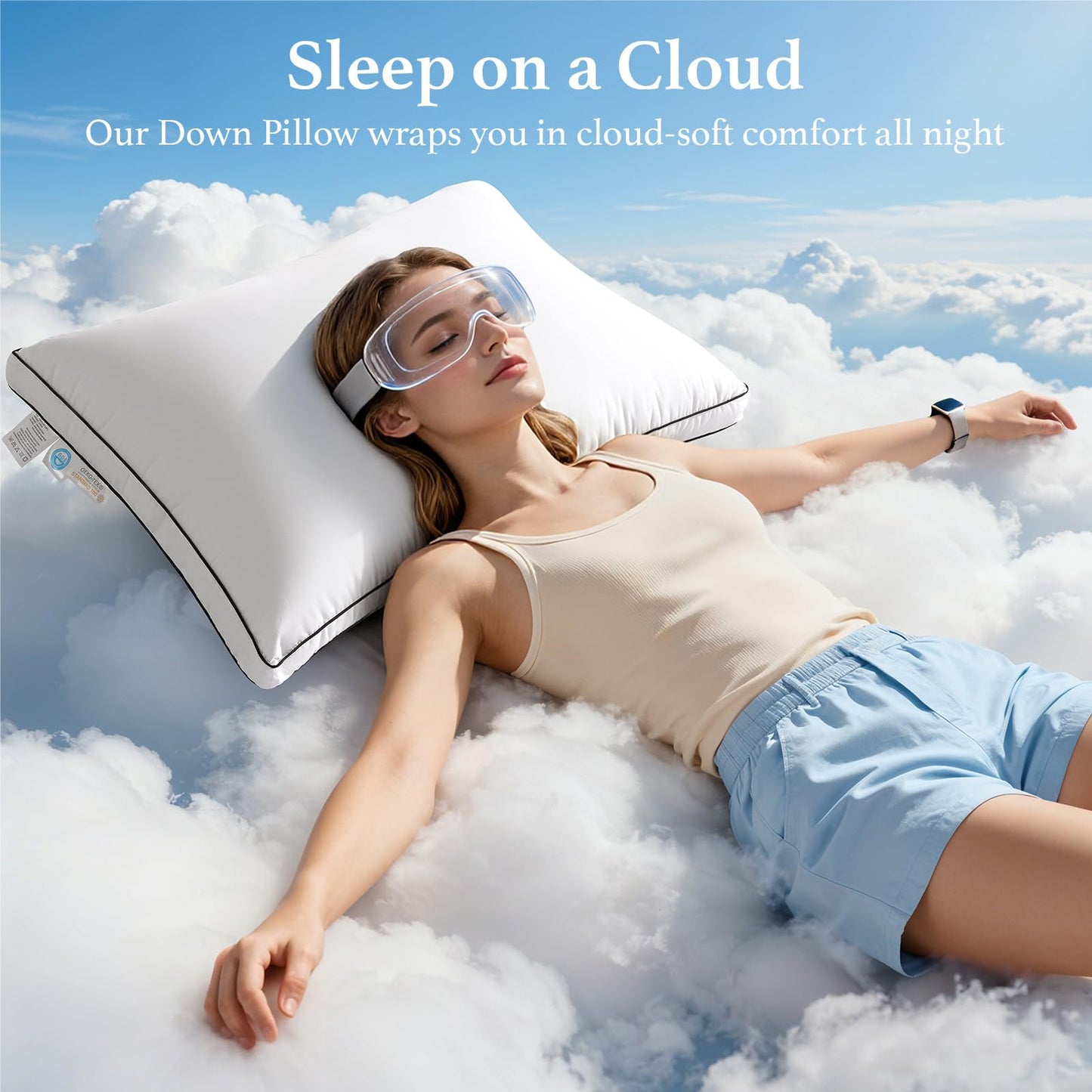 LIANLAM RDS & Oeko‑TEX Certified Hungarian Goose Down Pillow Queen Size 2 Pack, Luxury Hotel Soft Fluffy for Back & Side Sleepers(20"x30",2 Pack)