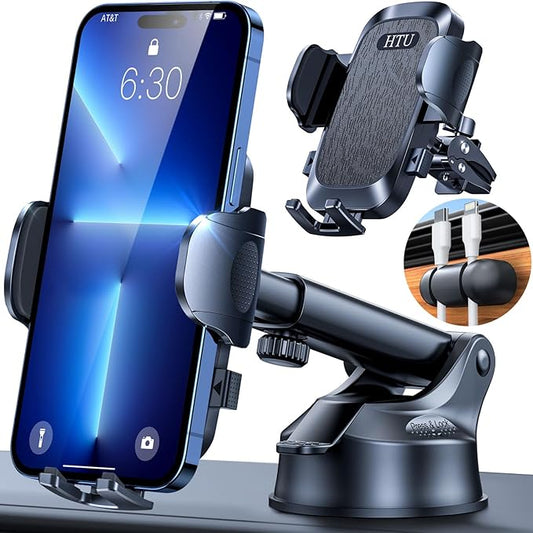 HTU 【98+LBS Strongest Suction & Military-Grade】 Ultimate Car Phone Mount【Patent & Safety Certs】 Cell Phone Holder Truck Stand for Dashboard Windshield Vent for iPhone 17 Pro Max 16 15 Samsung (Black)