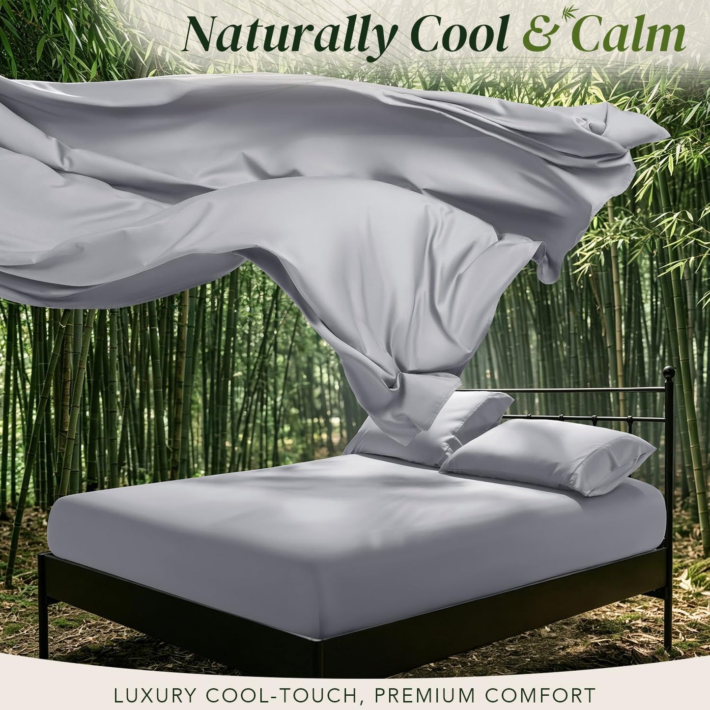 SONORO KATE 100% Organic Viscose Derived from Bamboo_Sheets, Breathable & Cooling Bed Sheets for Hot Sleepers, Luxury Soft Silky Bedding Sheets, 16" Deep Pocket - 4PC (Grey,King)