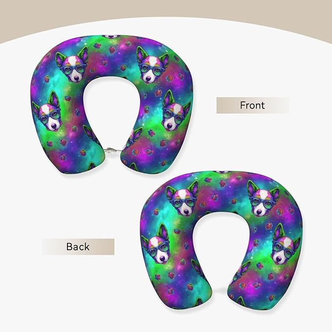 Neck Travel Pillow, Breathable Memory Foam Chin & Head Support Cushion Pit Bull Dog Art for Airplane Car Sleeping Rest