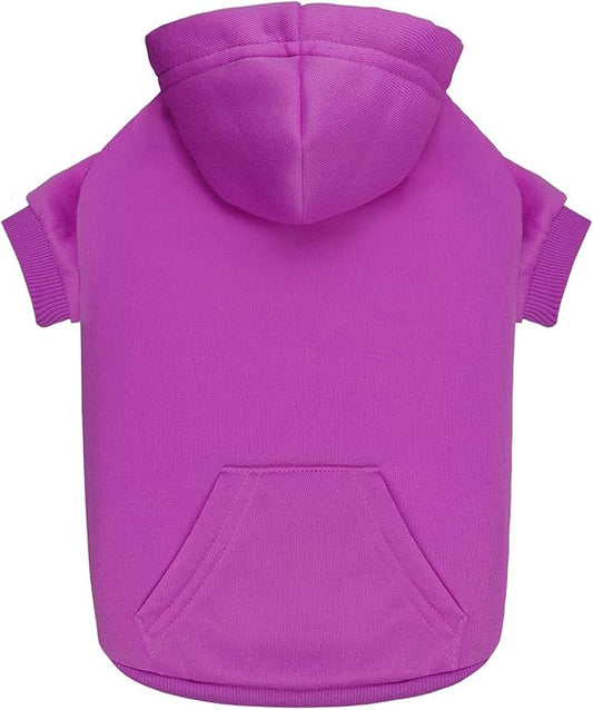 Dog Hoodie Dog Sweaters for Small Dogs,Pet Sweater Solid Soft Brushed Fleece Pet Clothes Hoodie Sweatshirt with Pocket(Purple-XS)