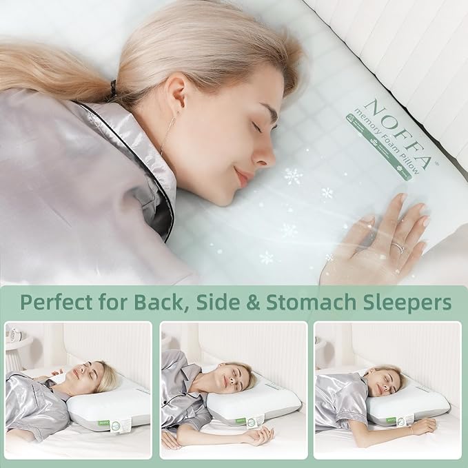 Cooling Memory Foam Pillow 2 Pack, Bed Pillows, Neck Pillow for Sleeping, Memory Foam Pillows for Sleeping Side, Back & Stomach Sleepers, Breathable & Removable Cover, Extra Soft