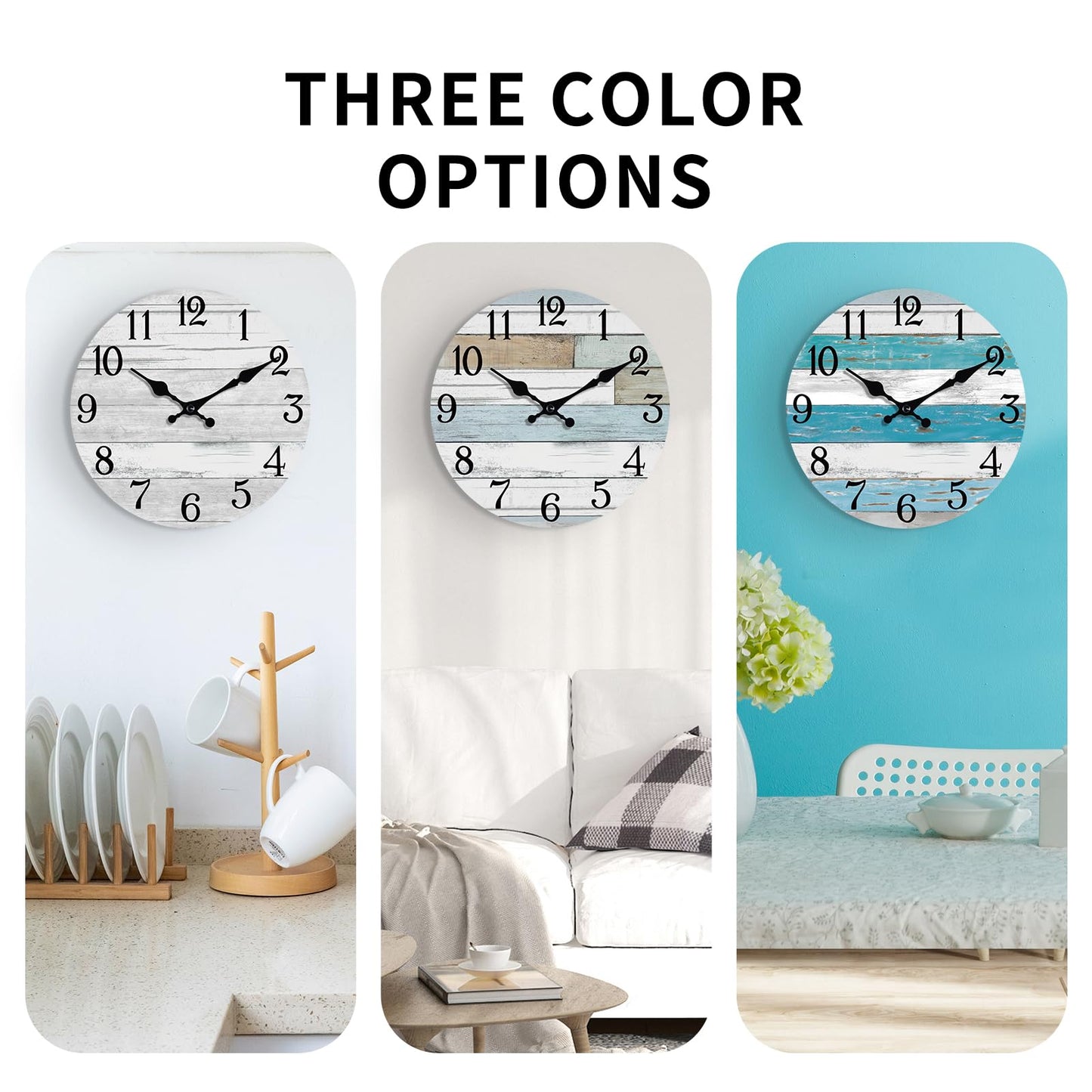 KECYET Wall Clock Battery Operated 16 Inch Large Silent Non Ticking Coastal Design Country Rustic Retro Decorative for Bathroom Kitchen Living Room Bedroom